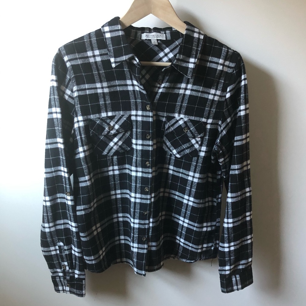 Black/White plaid flannel